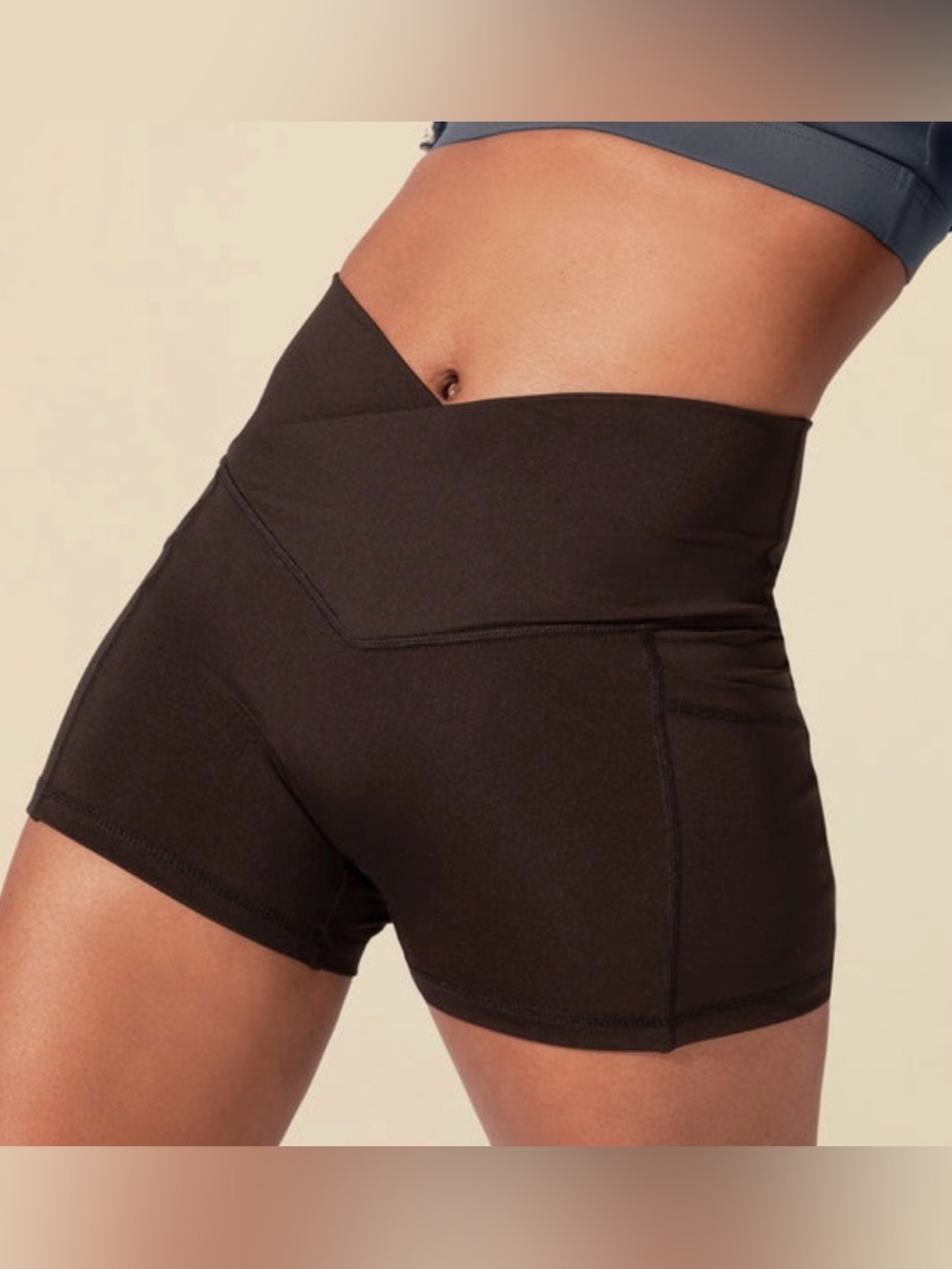 POPFLEX V-Waist Black Bike Shorts